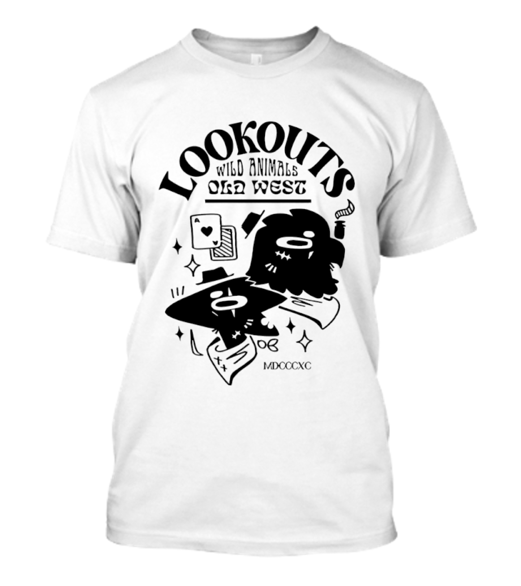 Lookouts Wild Animals Old West Card Game MDCCCXC T-Shirt