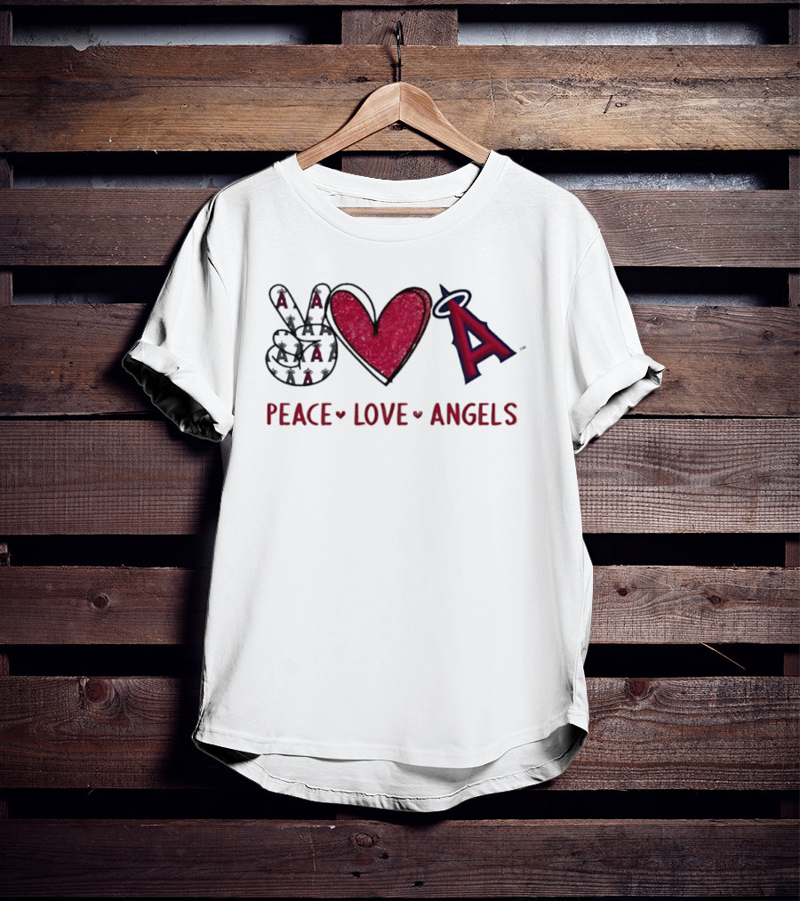 Los Angeles Angels Peace Love Angels Hand Sign Heart Shape Iconic Team T-Shirt