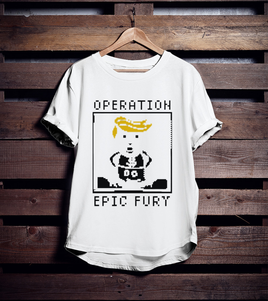 Operation Epic Fury Trump Cartoon Blocky Style Yellow Hair T-Shirt