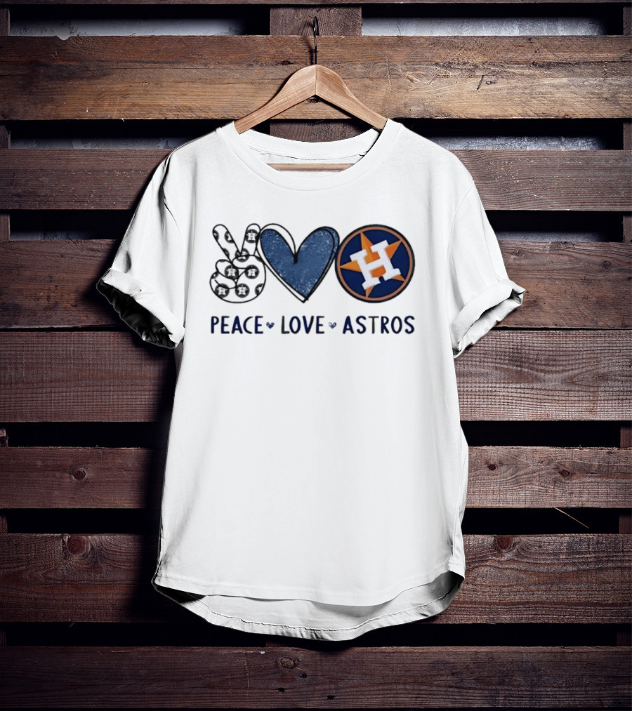 Peace Love Astros Hand Sign Heart Shape Houston Team T-Shirt