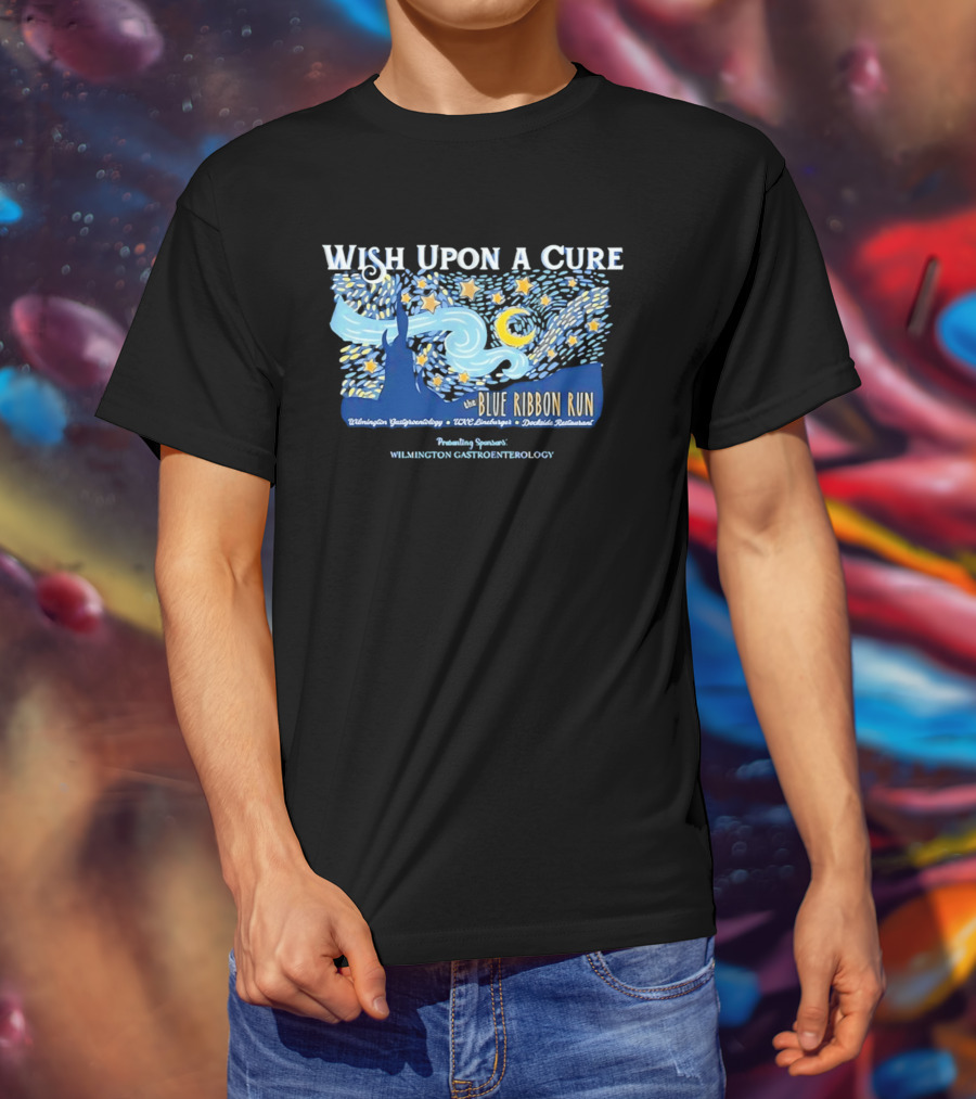 Wish Upon A Cure Blue Ribbon Run Wilmington Gastroenterology Event T-Shirt
