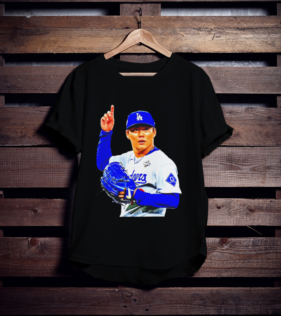 Yoshinobu Yamamoto '26 Los Angeles Dodgers Player Blue Glove T-Shirt