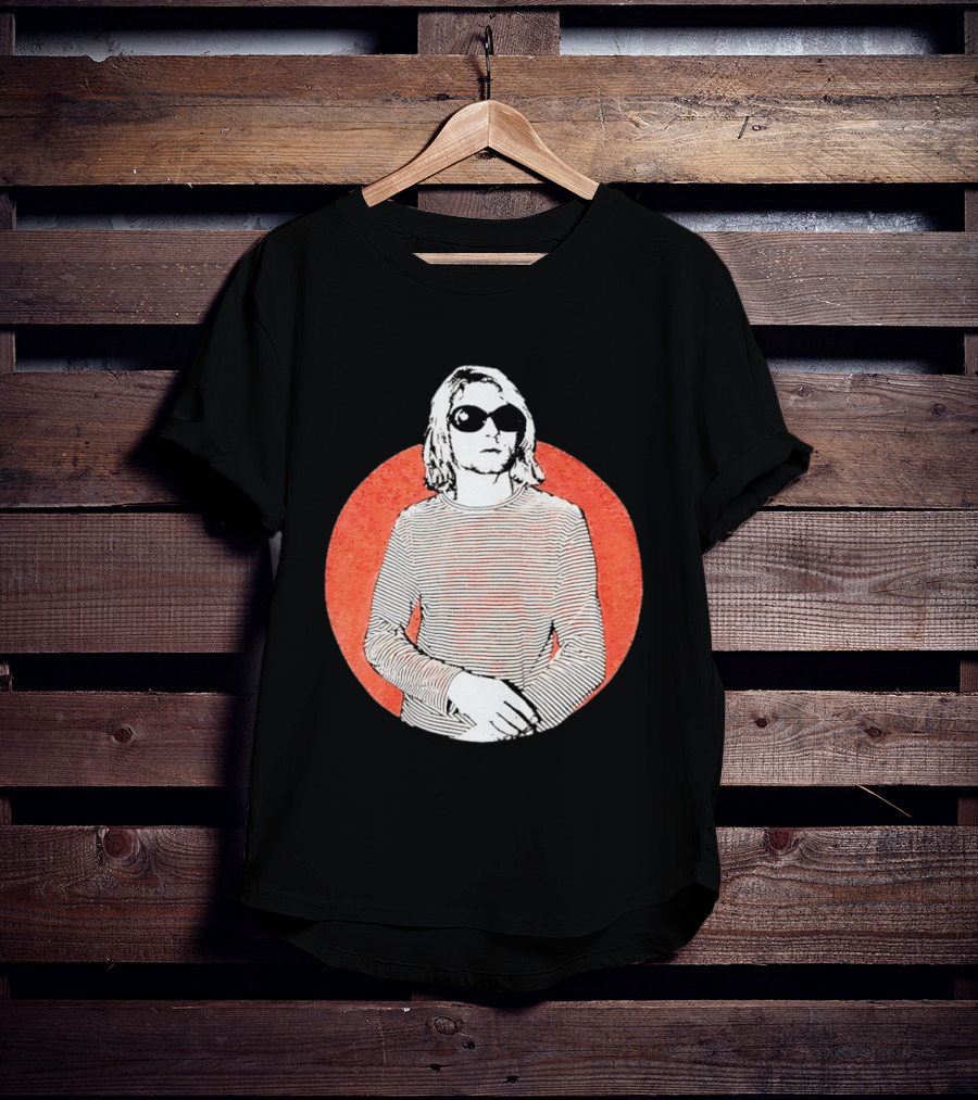 Kurt Cobain Striped Long Sleeve With Sunglasses T-Shirt