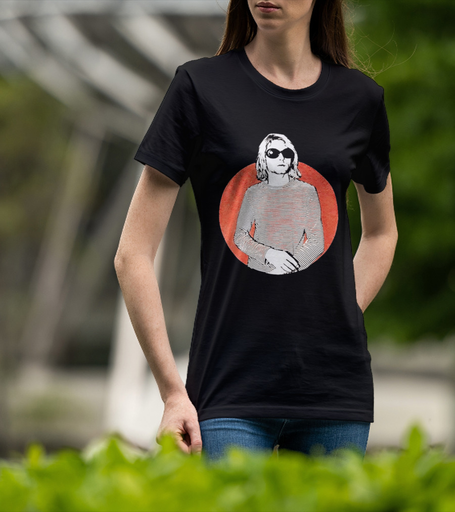 Kurt Cobain Striped Long Sleeve With Sunglasses T-Shirt