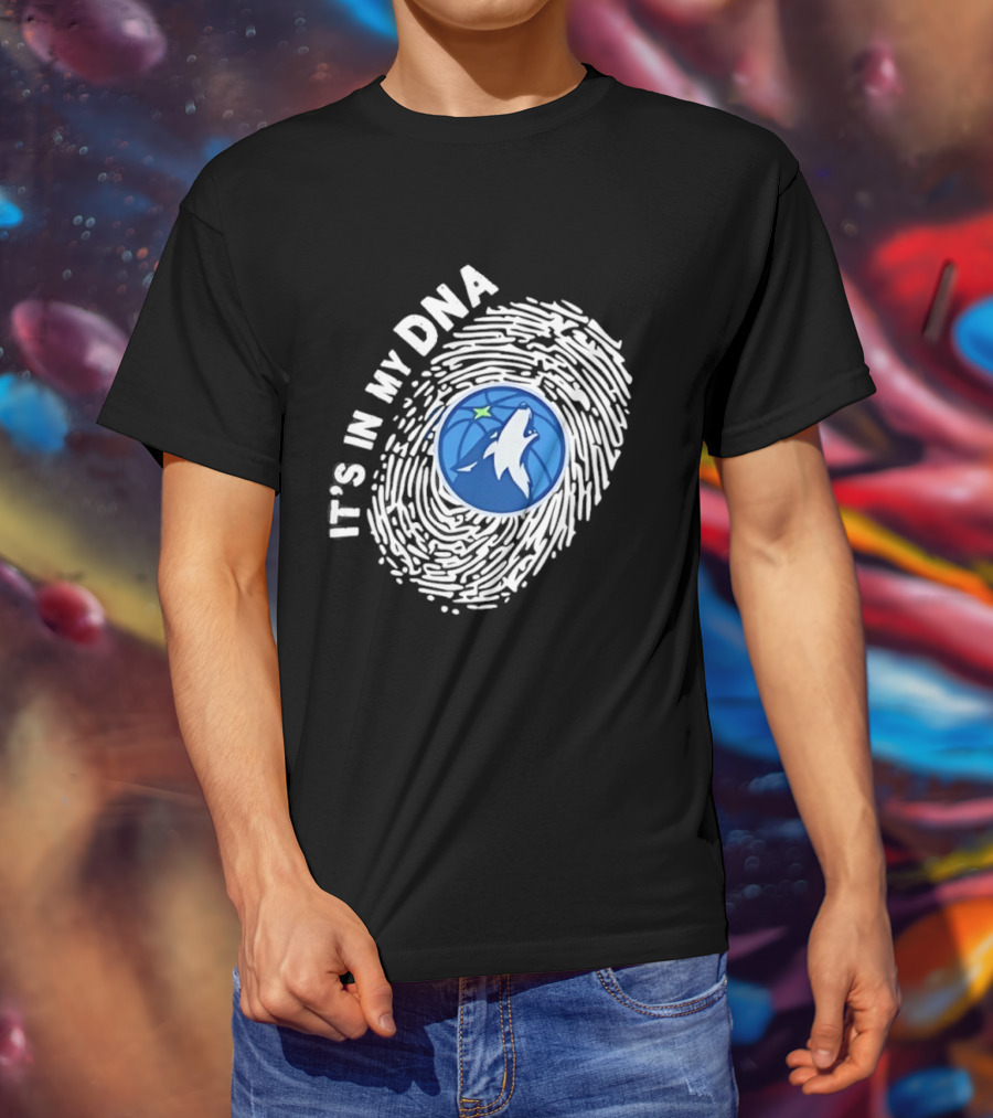 Minnesota Timberwolves It's In My DNA Fingerprint Wolf Basketball T-Shirt