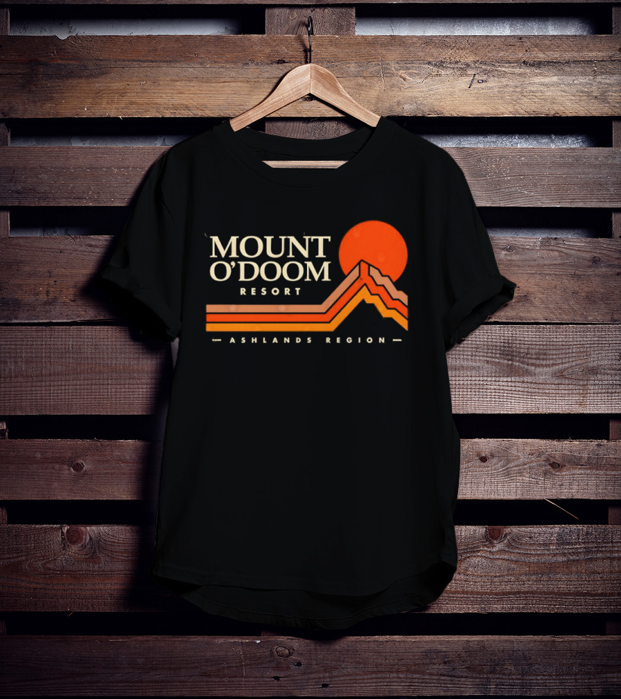 Mount O'Doom Resort Ashlands Region Sunset Retro Mountain T-Shirt