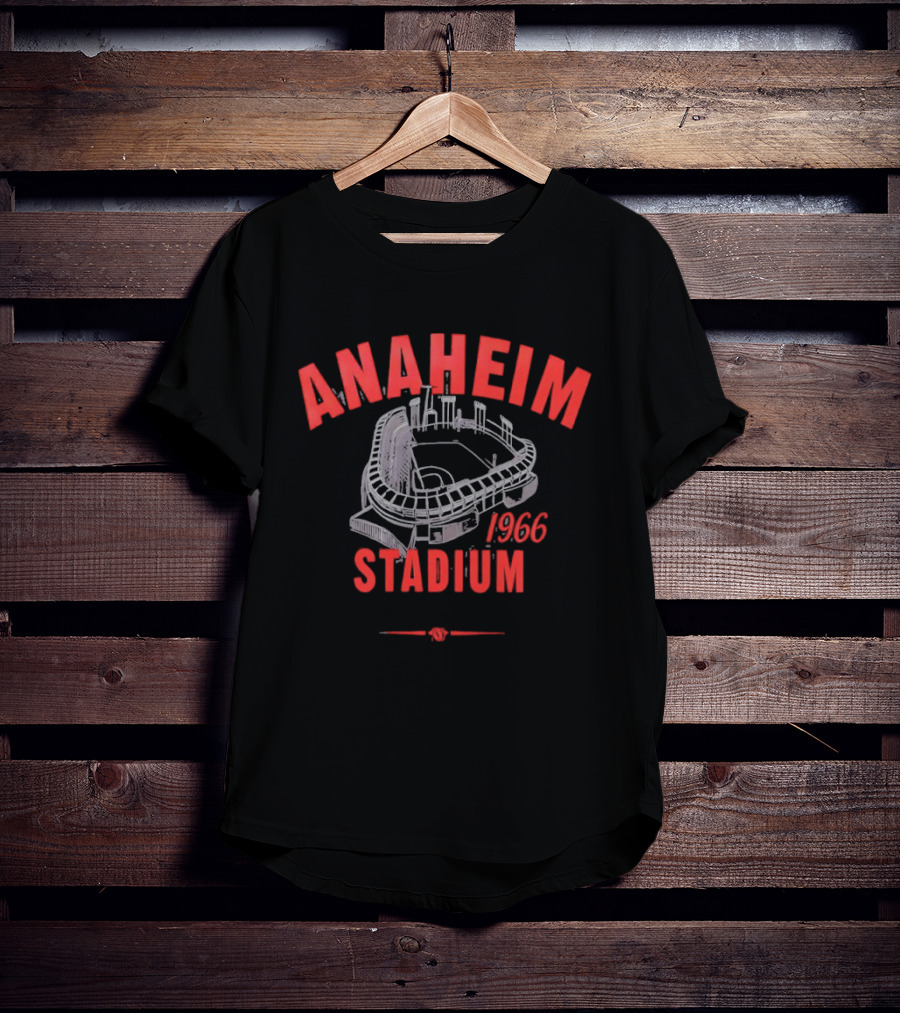 Anaheim Stadium 1966 Vintage Baseball Park Architecture T-Shirt