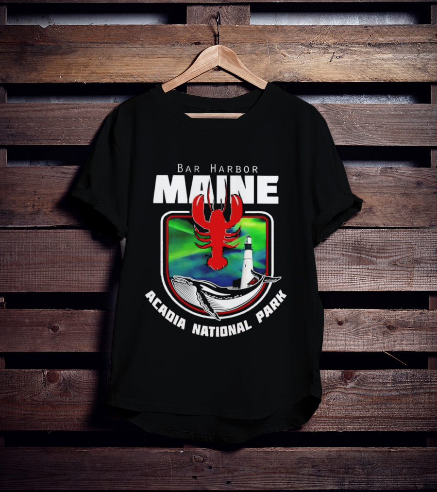 Bar Harbor Maine Acadia National Park Lobster Whale Lighthouse T-Shirt