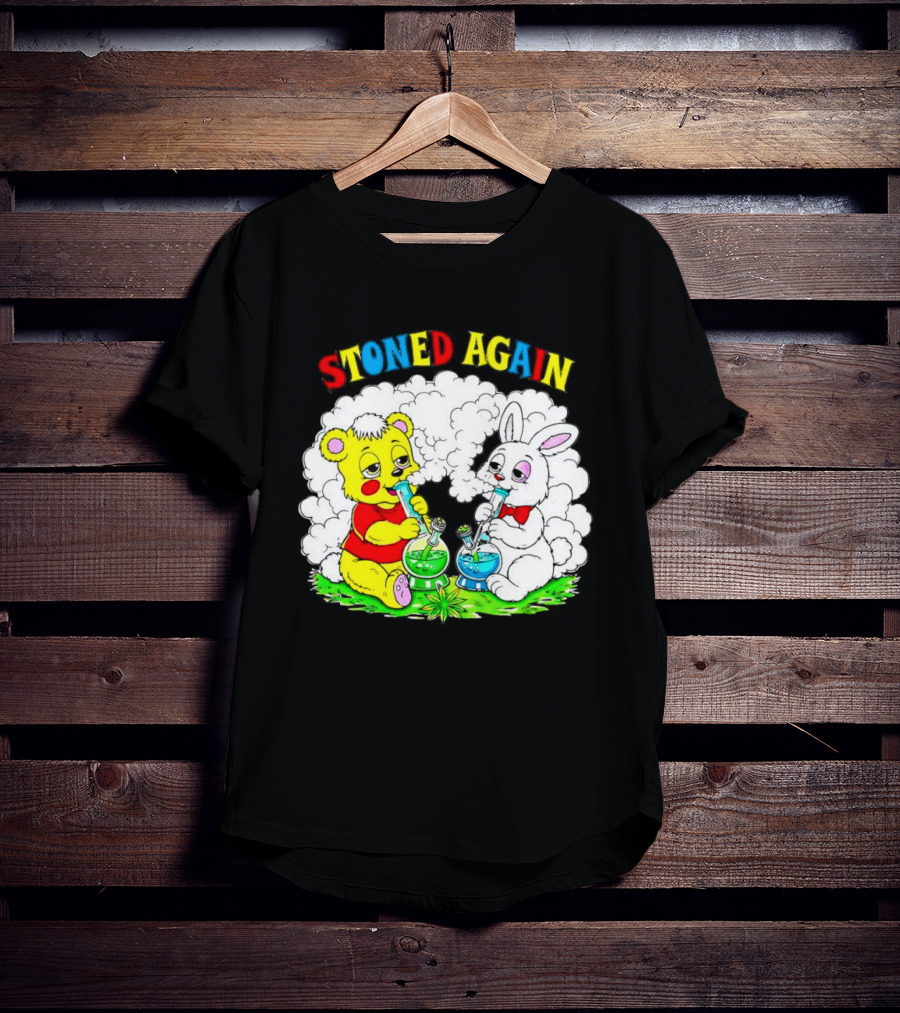 Bear And Bunny Stoned Again Smoking All Day Everyday T-Shirt