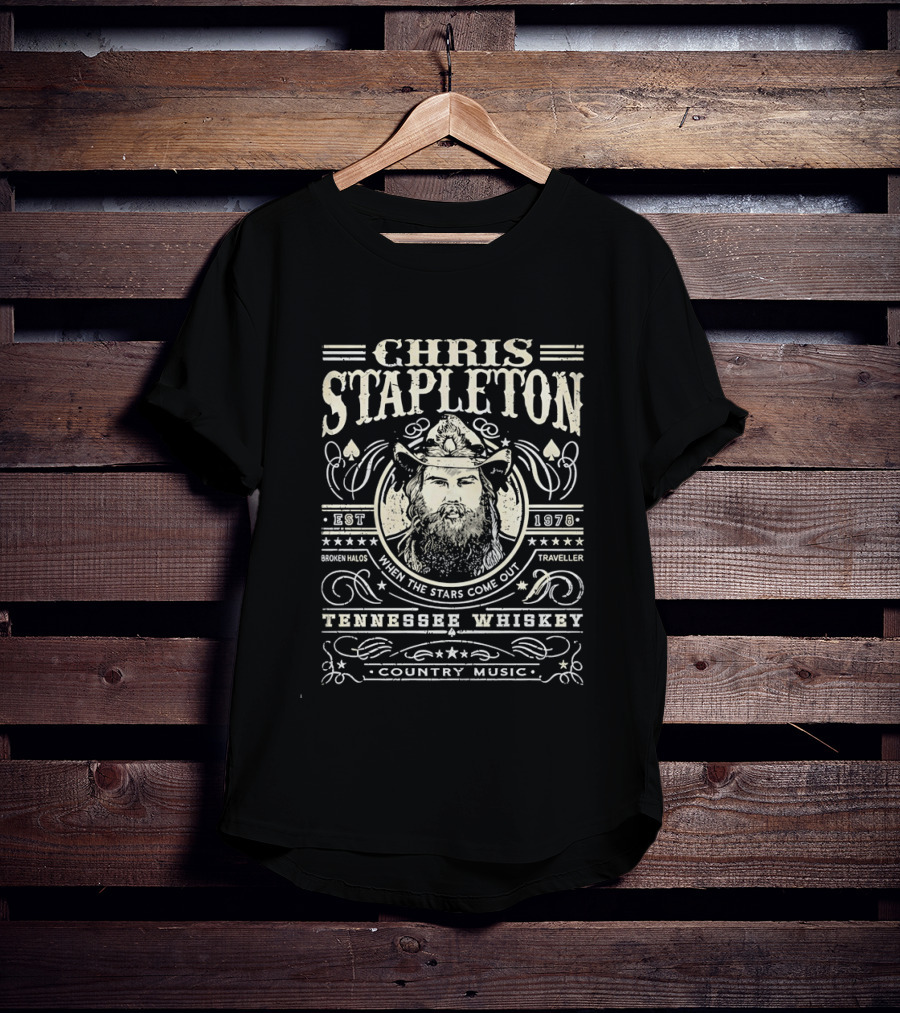 Chris Stapleton Tennessee Whiskey When The Stars Come Out Broken Halos Traveller Country Music T-Shirt