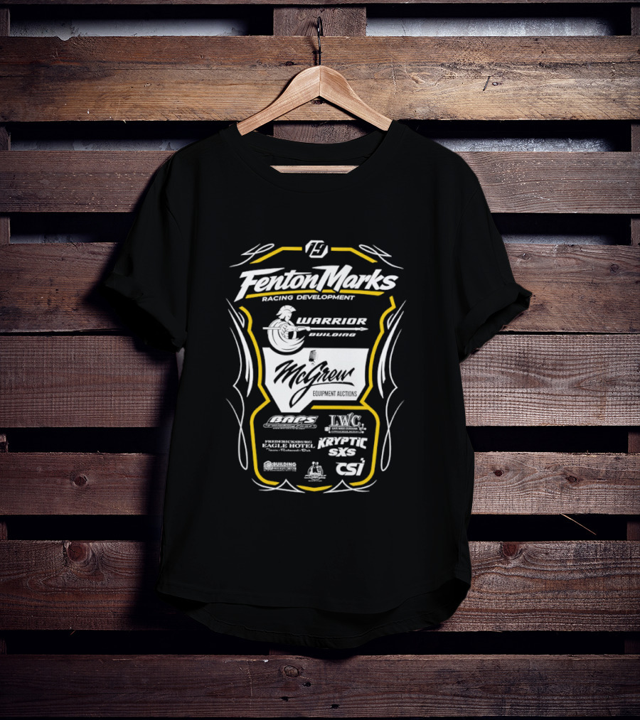 Fenton Marks Racing Development Warrior Building McGrew Equipment Auctions McGrath Racing Support ASCS DIRTcar UMP Racing T-Shirt