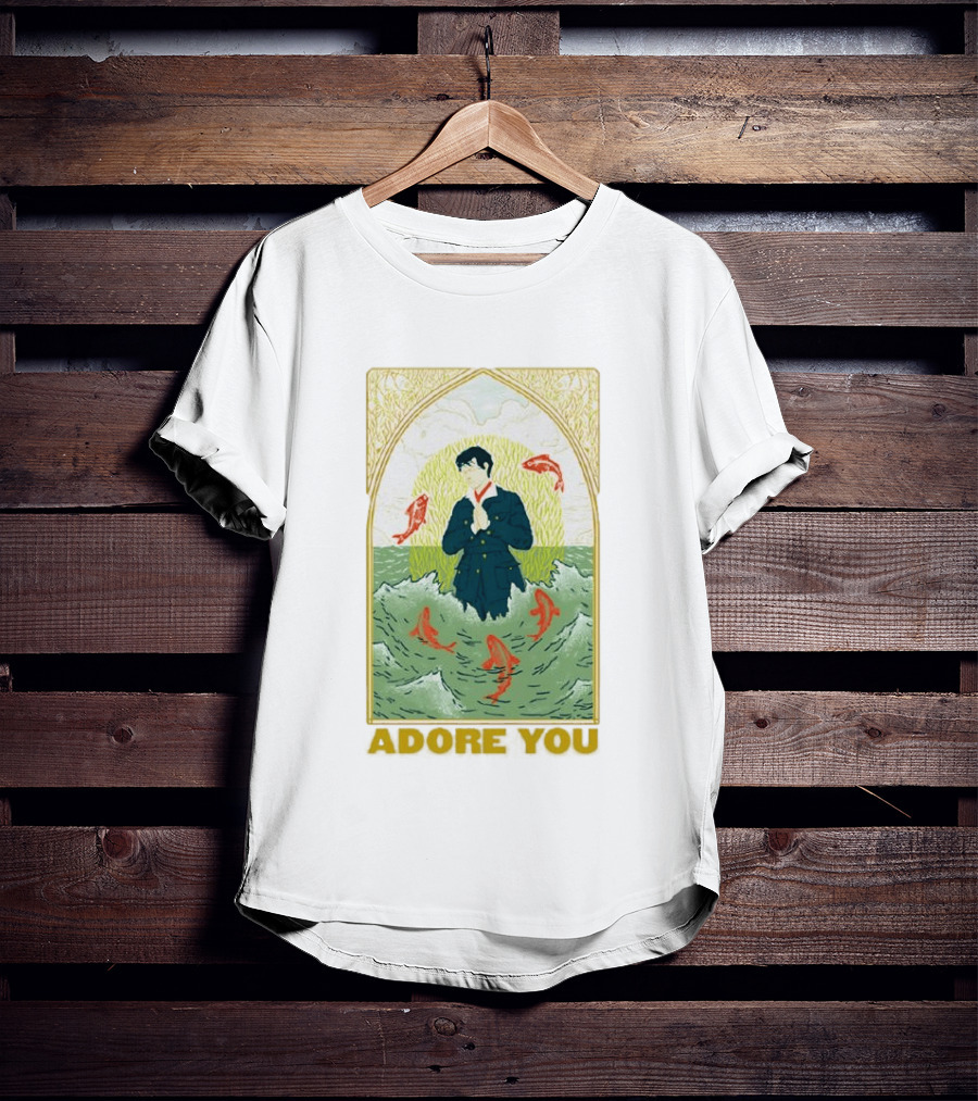 Adore You Iconic Pose Surrounded By Fish And Waves T-Shirt