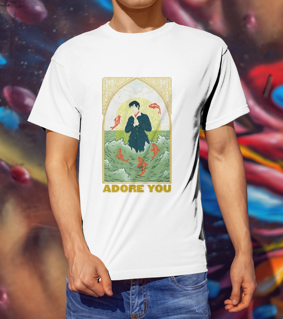 Adore You Iconic Pose Surrounded By Fish And Waves T-Shirt