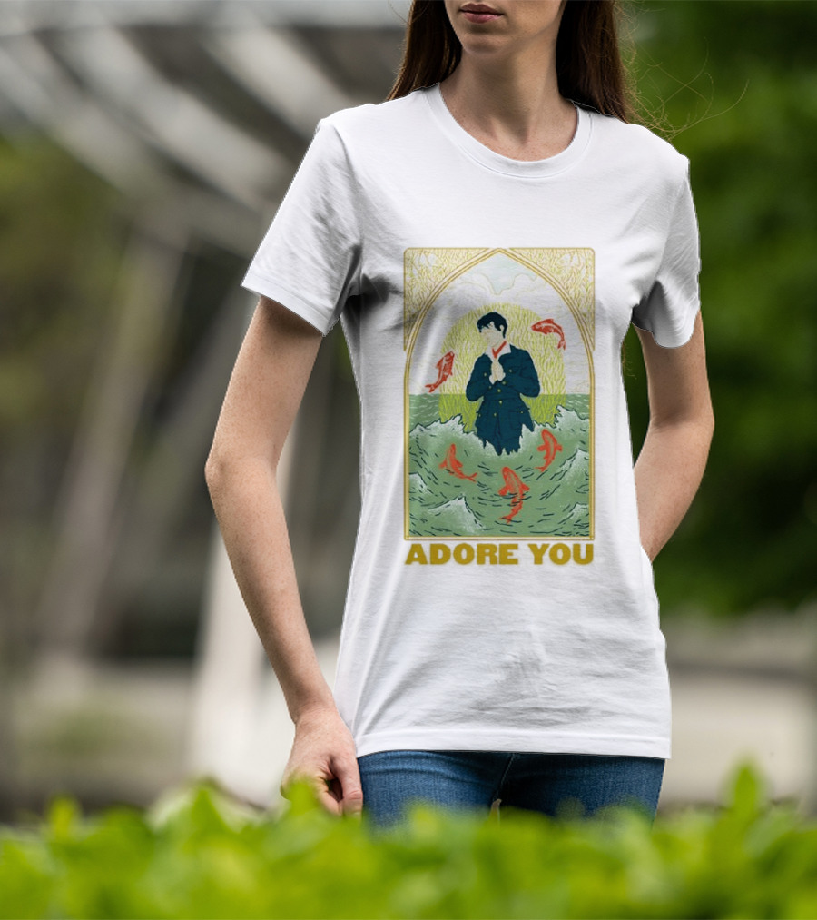 Adore You Iconic Pose Surrounded By Fish And Waves T-Shirt