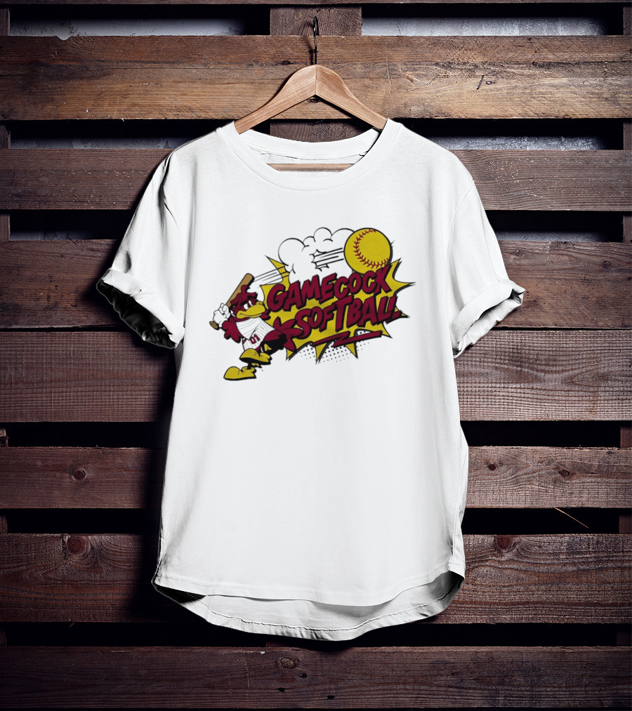 Gamecock Softball Cartoon Player Batting With Ball T-Shirt