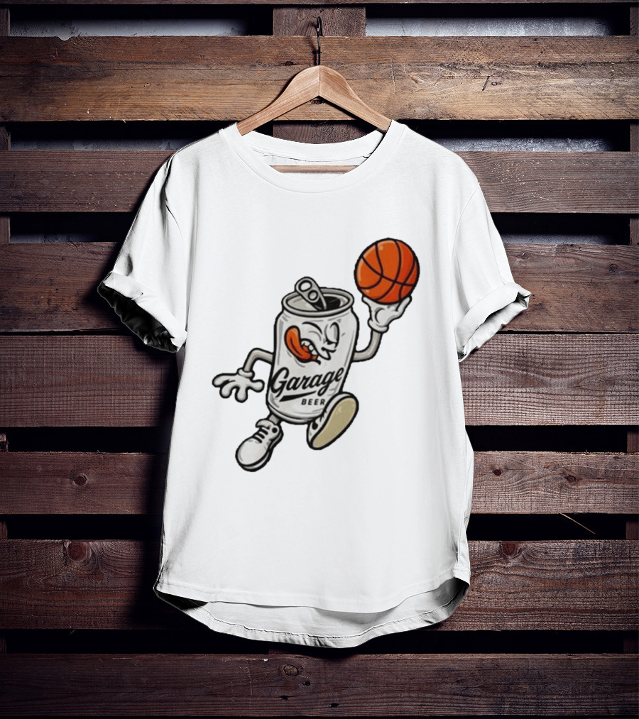 Garage Beer Can Basketball Cartoon T-Shirt