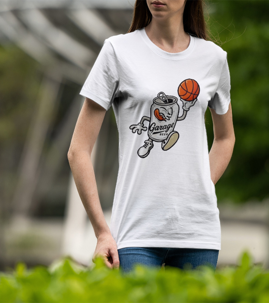 Garage Beer Can Basketball Cartoon T-Shirt