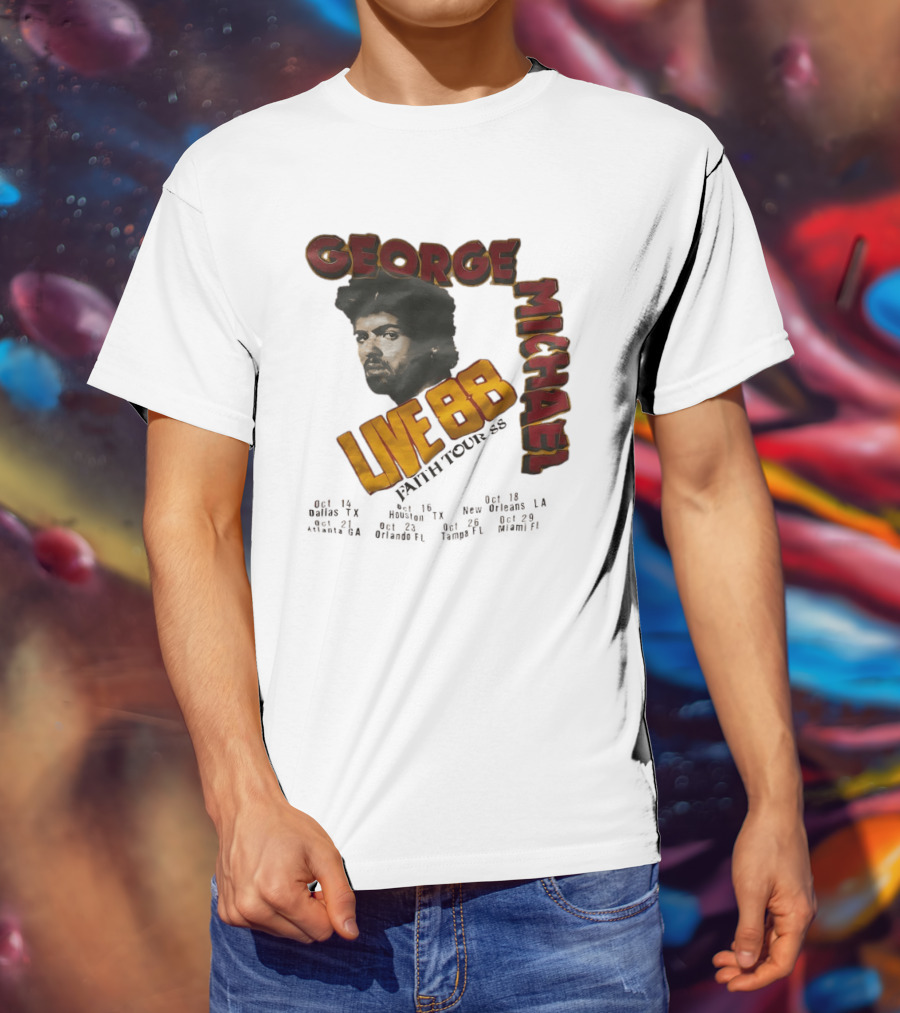 George Michael Live 88 Faith Tour 1988 Wembley Birmingham Glasgow Paris Dortmund Rotterdam T-Shirt