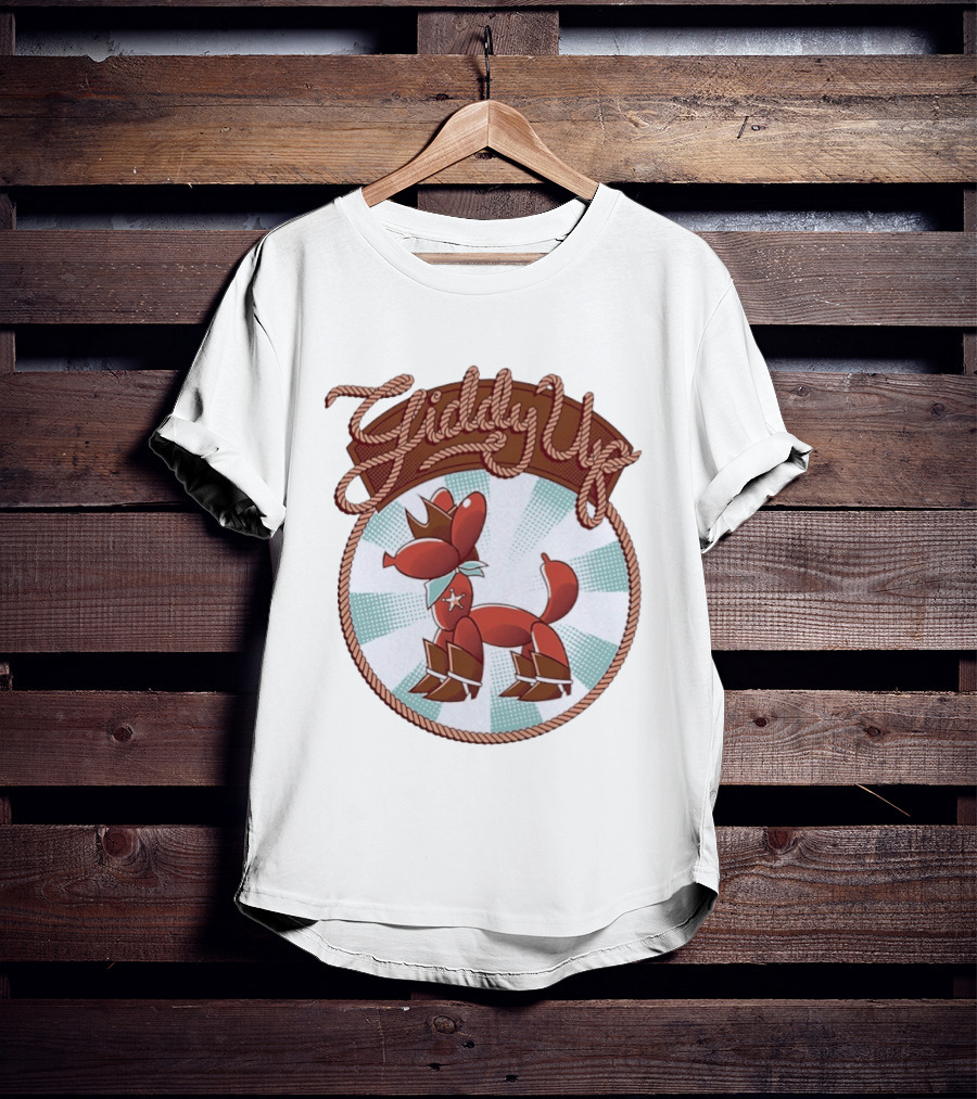 Giddy Up Balloon Horse Rope Circle Star Bandana Spurs T-Shirt