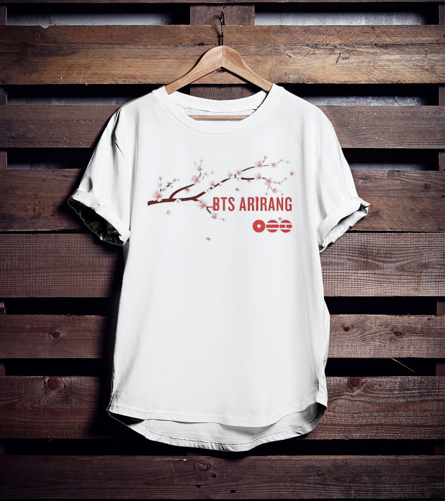 BTS Arirang Cherry Blossom Branch Red Blooms T-Shirt