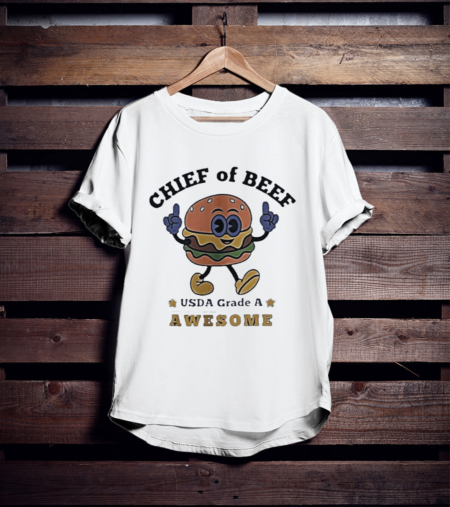 Chief Of Beef USDA Grade A Awesome Burger Cartoon T-Shirt