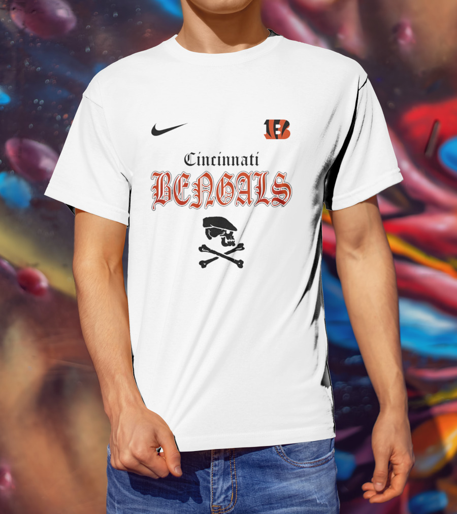 Cincinnati Bengals Dropkick Murphys Skull Nike Collaboration T-Shirt