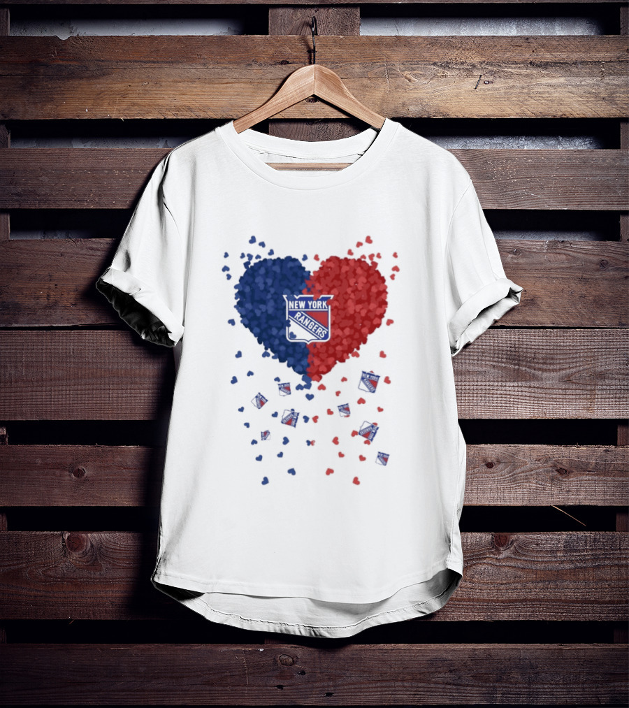 New York Rangers Heart Shaped Emblem With Blue And Red T-Shirt