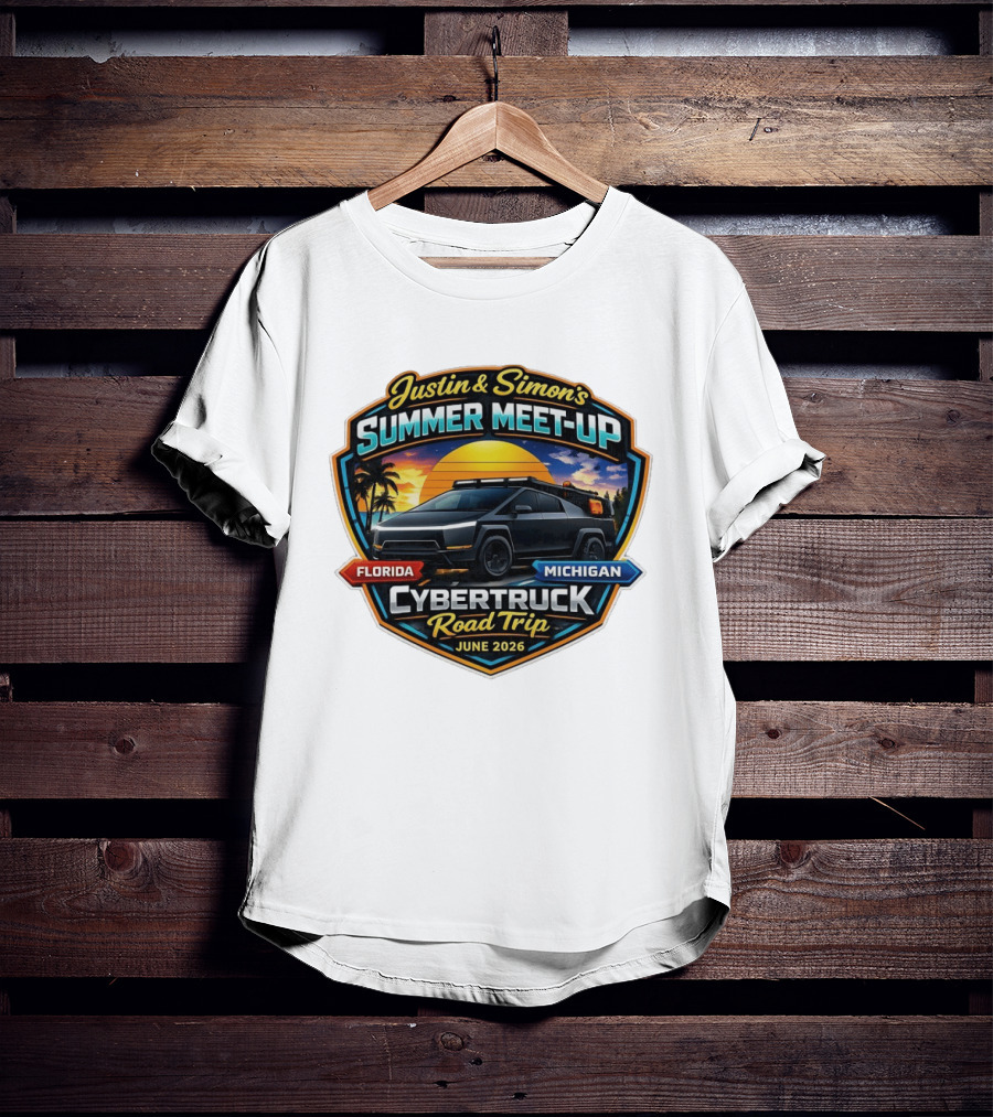 Justin And Simon's Summer Meet Up Cybertruck Road Trip Florida Michigan June 2026 T-Shirt