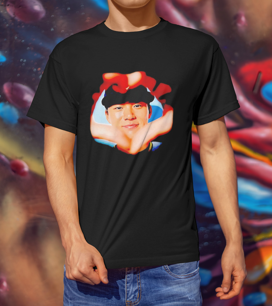 Yoshinobu Yamamoto Los Angeles Dodgers Heart Hand Photo T-Shirt