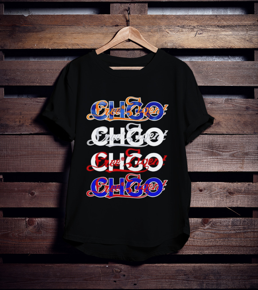 Free Agent X CHGO City Of Sports Teams Multicolor Text Art Collaboration T-Shirt