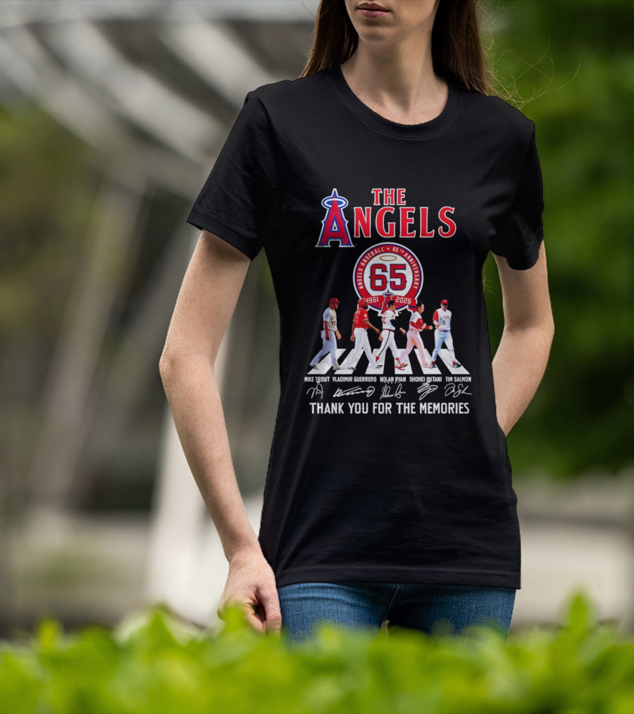 The Angels Baseball 65th Anniversary 1961 2026 Thank You For The Memories Mike Trout Vladimir Guerrero Nolan Ryan Shohei Ohtani Tim Salmon T-Shirt