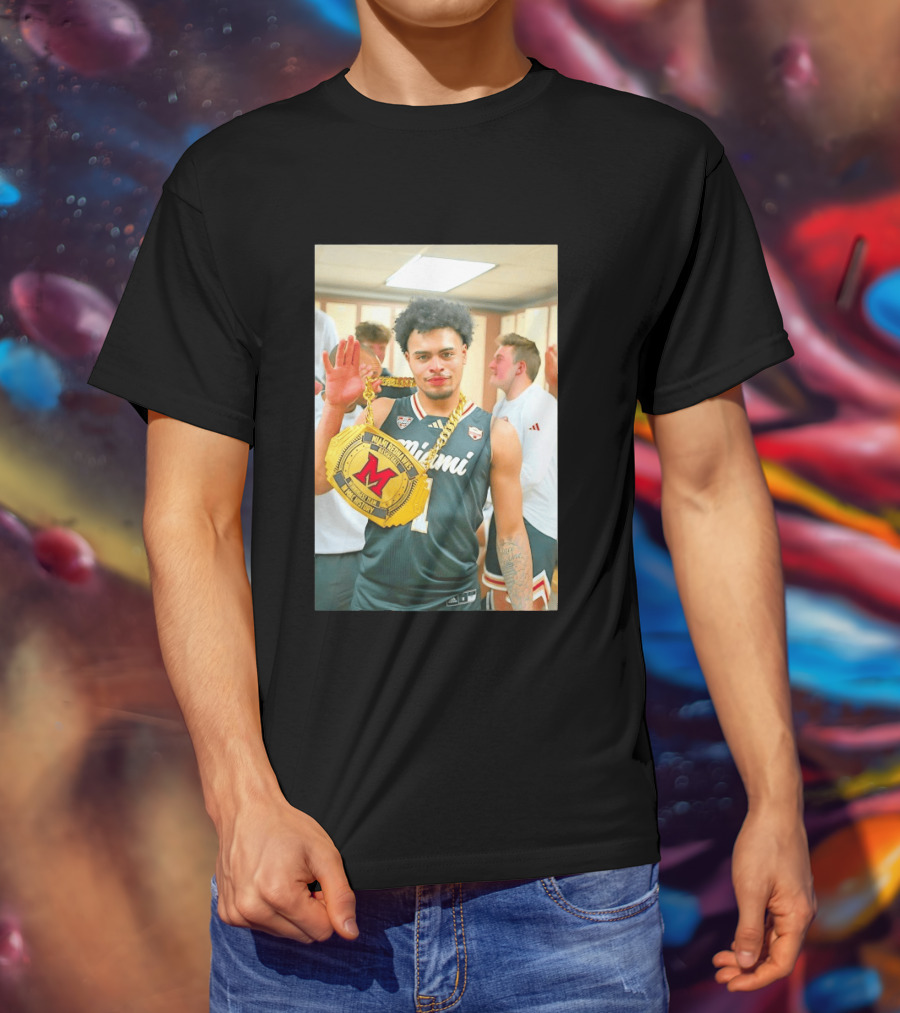 Miami RedHawks Trey Perry Almost Friday Celebration Chain Basketball Locker Room T-Shirt