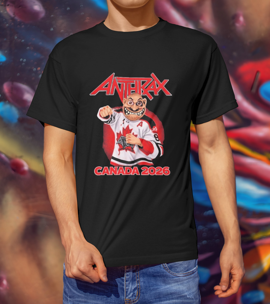 Anthrax Canada 2026 Tour No Man Hockey Player Elbows Up T-Shirt