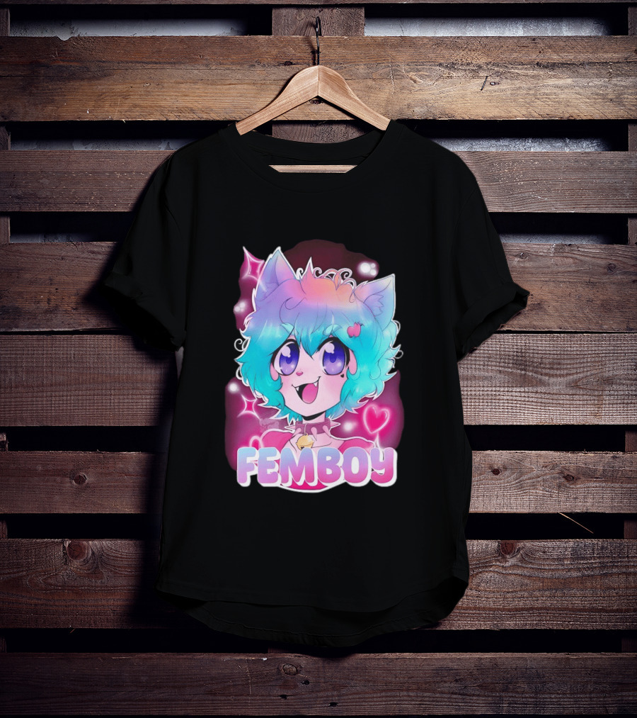 Femboy Anime Pastel Cat Ears Kawaii Aesthetic Cute T-Shirt
