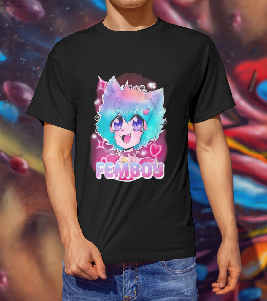 Femboy Anime Pastel Cat Ears Kawaii Aesthetic Cute T-Shirt