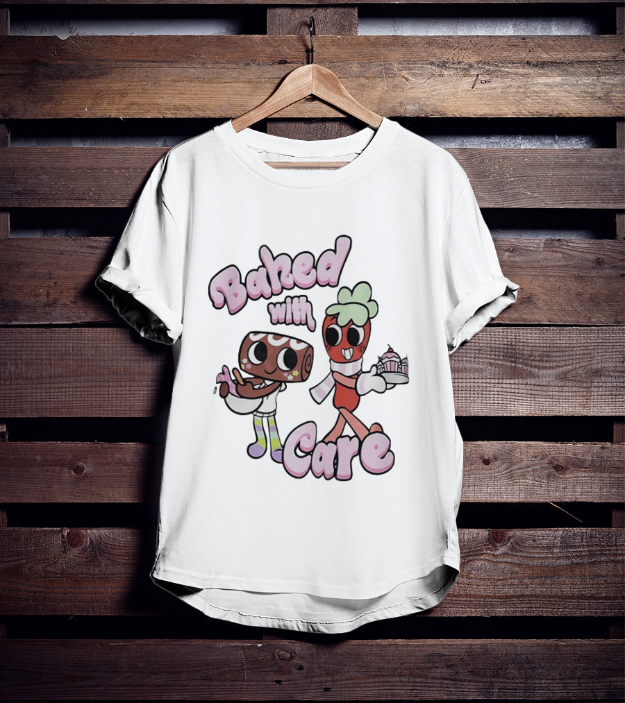 Baked With Care Baking Characters Cartoon T-Shirt