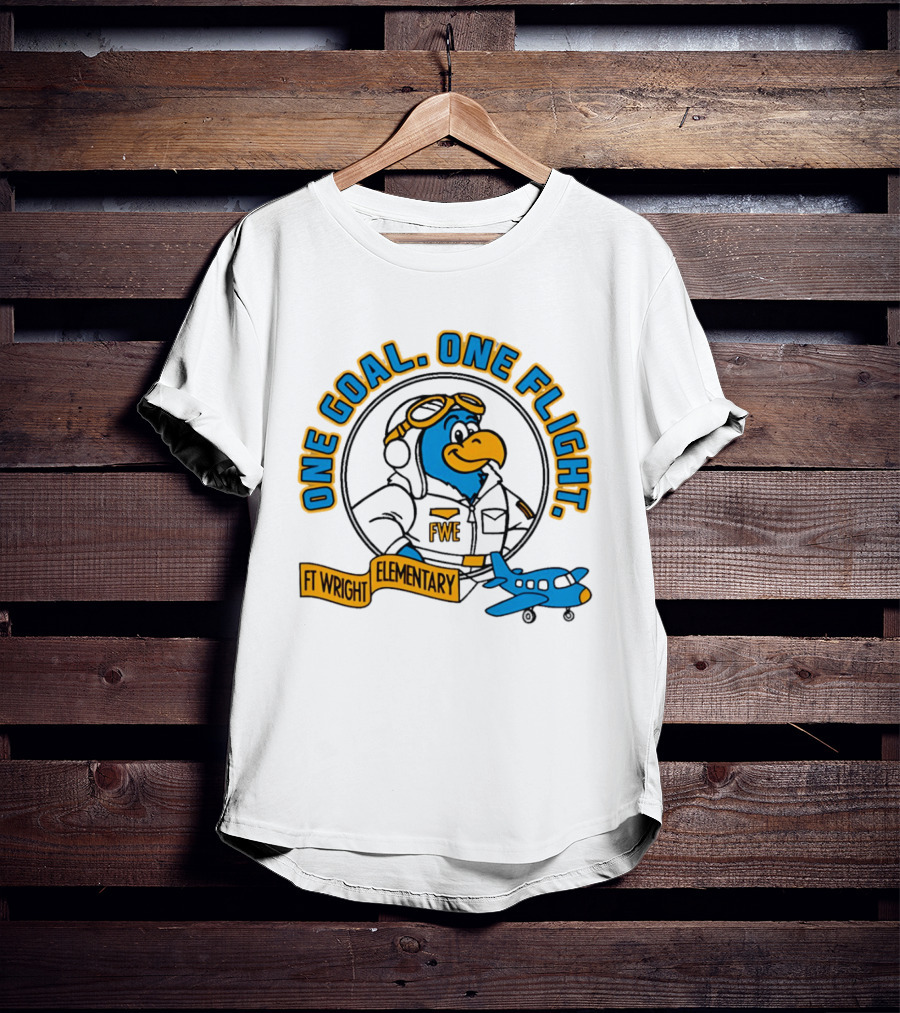 Ft Wright Elementary Falcons One Goal One Flight Pilot Bird With Plane T-Shirt