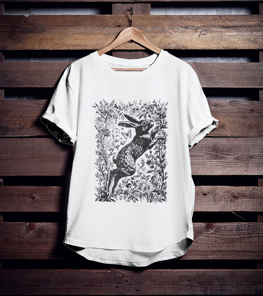Rabbit Among Flowers Vintage Cottagecore T-Shirt