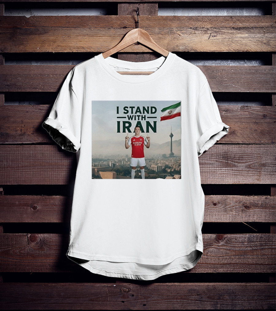 I Stand With Iran Soccer Supporter With Flag And Cityscape T-Shirt