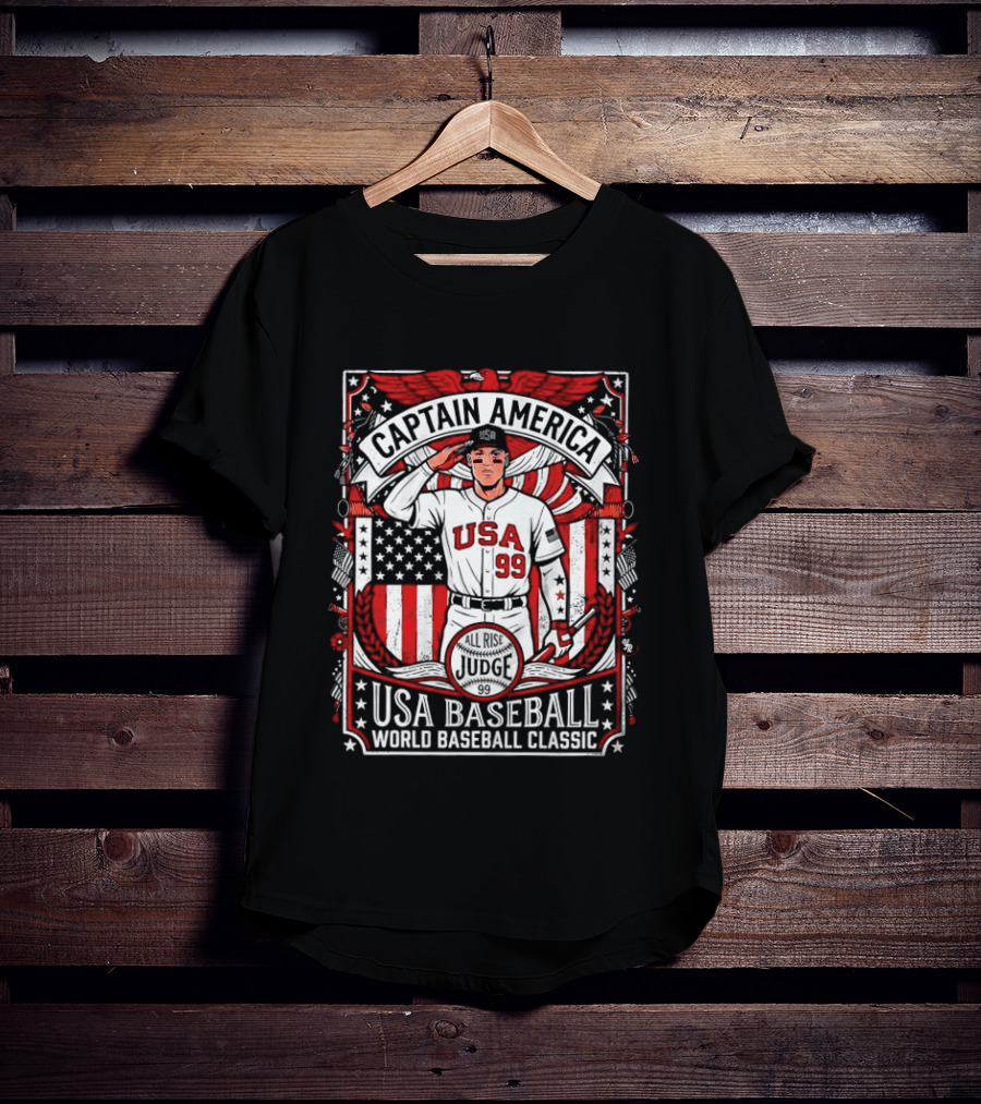 Captain America USA Baseball Judge 99 World Baseball T-Shirt
