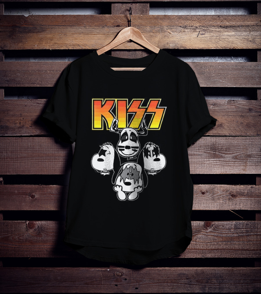 Kiss X Peanuts Snoopy Shout It Out Loud Collaboration Featuring Iconic Characters T-Shirt