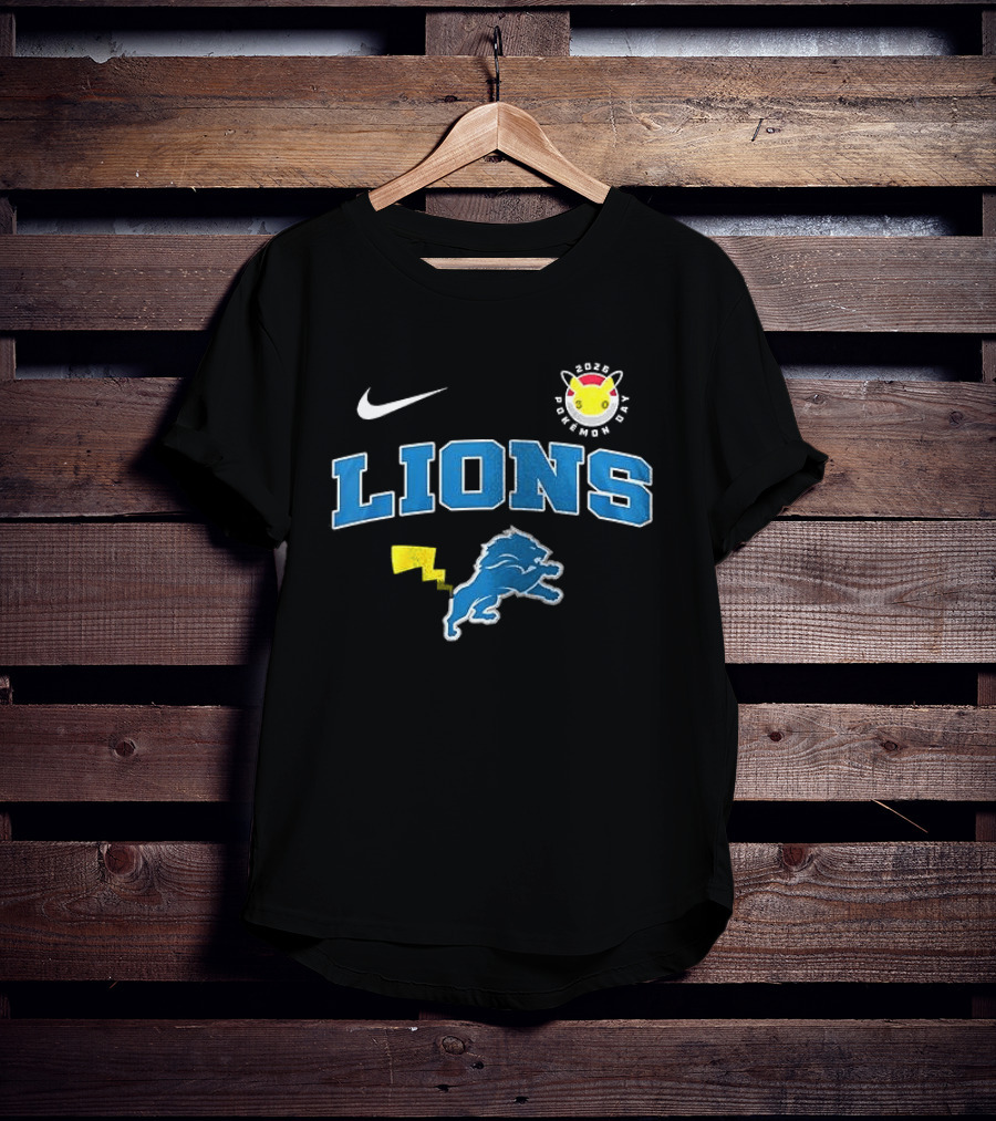 Nike Detroit Lions Pikachu Pokemon Day 2023 Anniversary T-Shirt