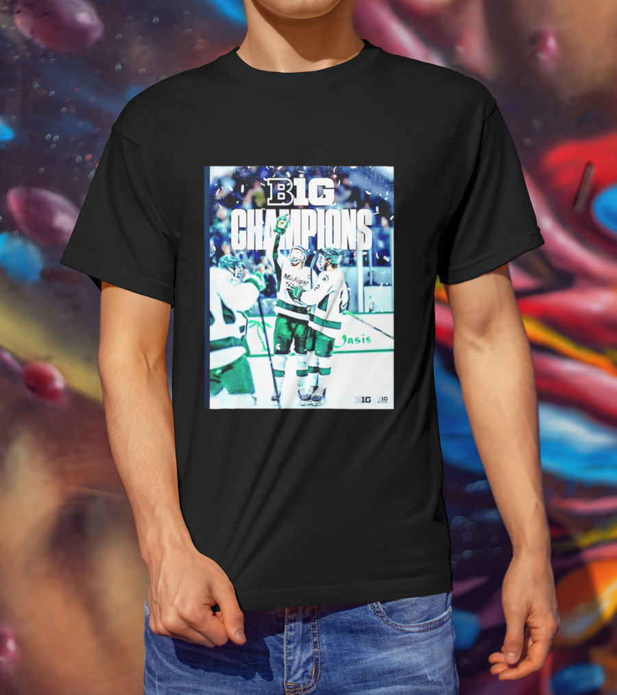 B1G Champions Michigan State Spartans Ice Hockey 2026 B1G Men's Hockey Regular Season Champs Back To Back T-Shirt