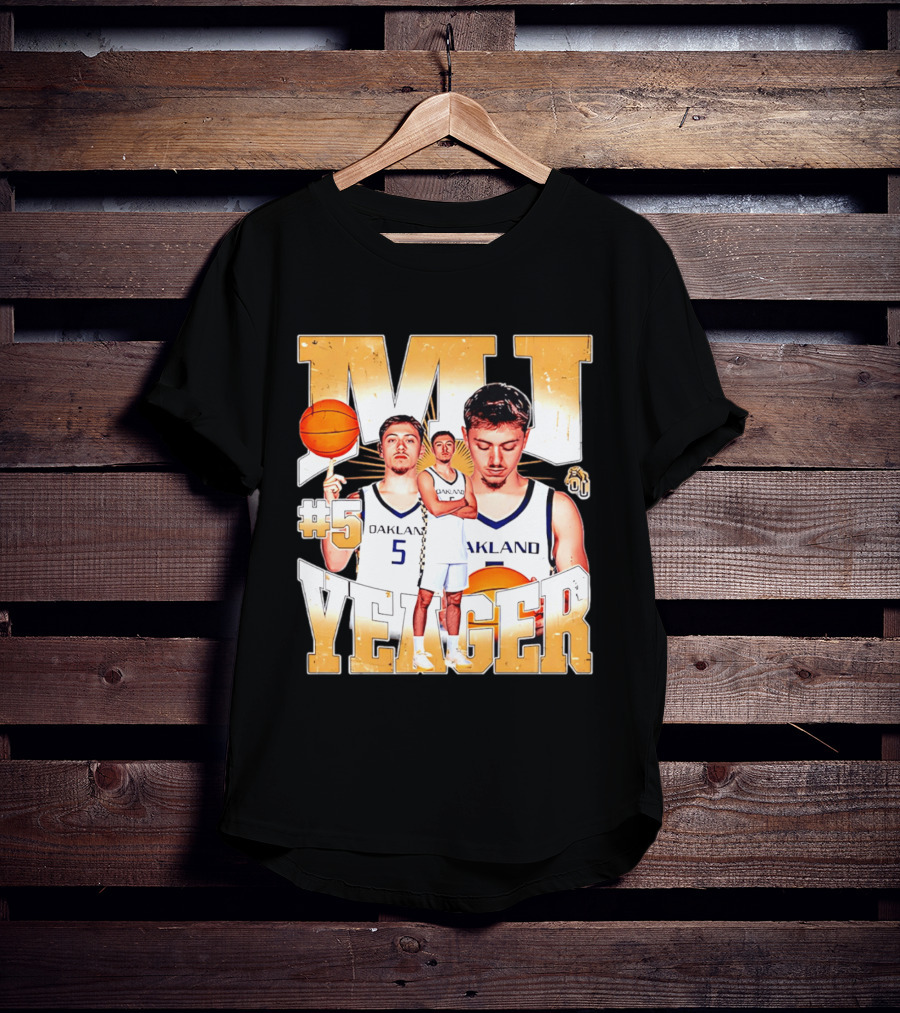MJ Yeager Oakland Basketball #5 NCAA Player Collage T-Shirt