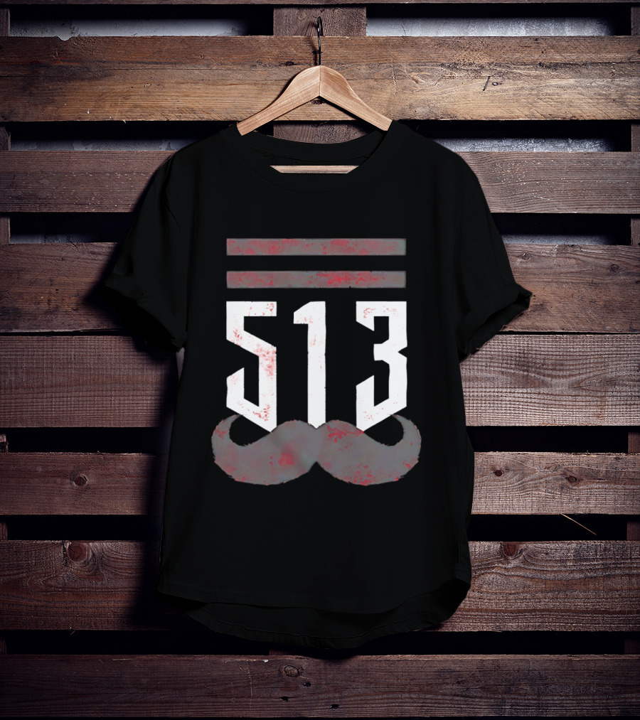 The 513 Stache Cincinnati Baseball Moustache T-Shirt