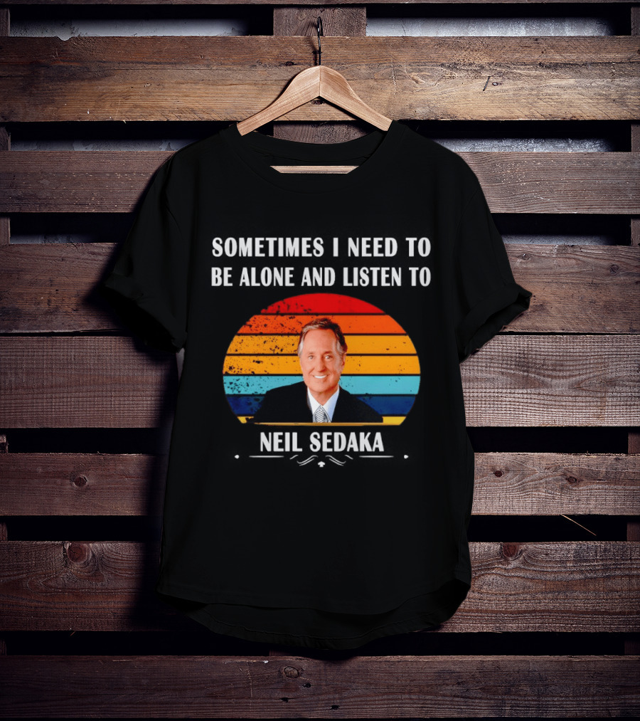 Neil Sedaka Sometimes I Need To Be Alone And Listen To Retro Stripes T-Shirt