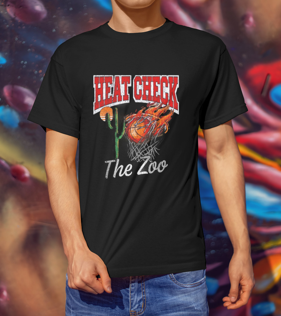 Heat Check The Zoo Flaming Basketball Cactus T-Shirt