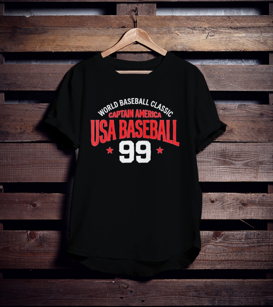 World Baseball Classic Captain America USA Baseball 99 Stars T-Shirt