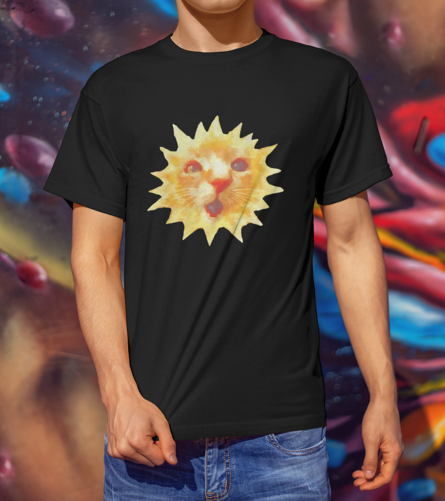 Cat Face Sun Meme Funny Internet Trend T-Shirt