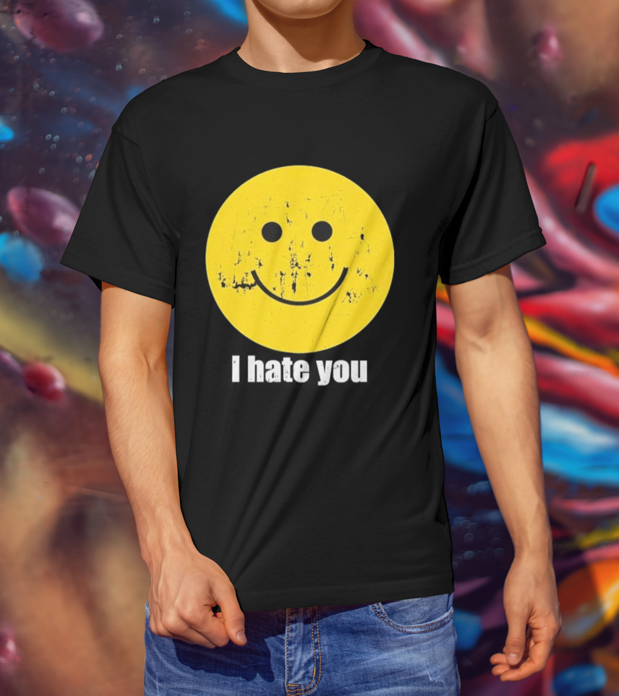 Harry I Hate You Smiley Face Distressed Grunge T-Shirt